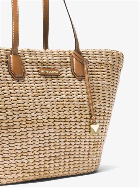 michael kors straw beach tote|Michael Kors straw tote bag.